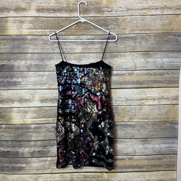 Mignon Multicolor Sequin Party Mini Dress Size S - Picture 4 of 9
